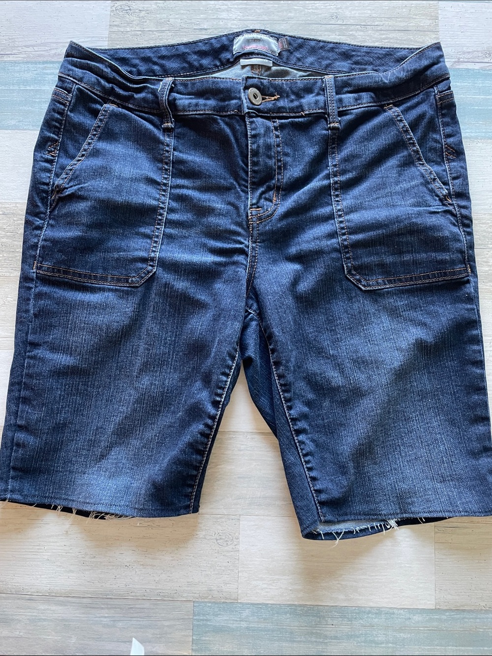 torrid Dark Indigo Stretch Denim Patch-Pocket Shorts